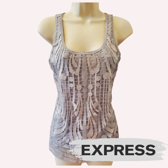 ๐3 for $25๐ Express Light Lilac Tank with Silver Lace Overlay - Picture 1 of 6